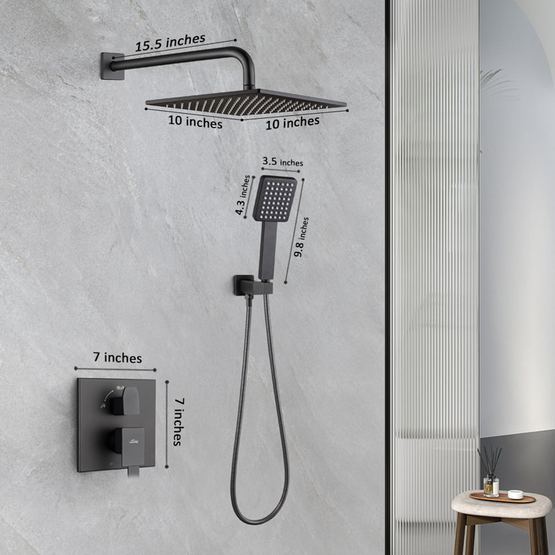 All Metal Complete Shower System with Rough-In Valve, 10"