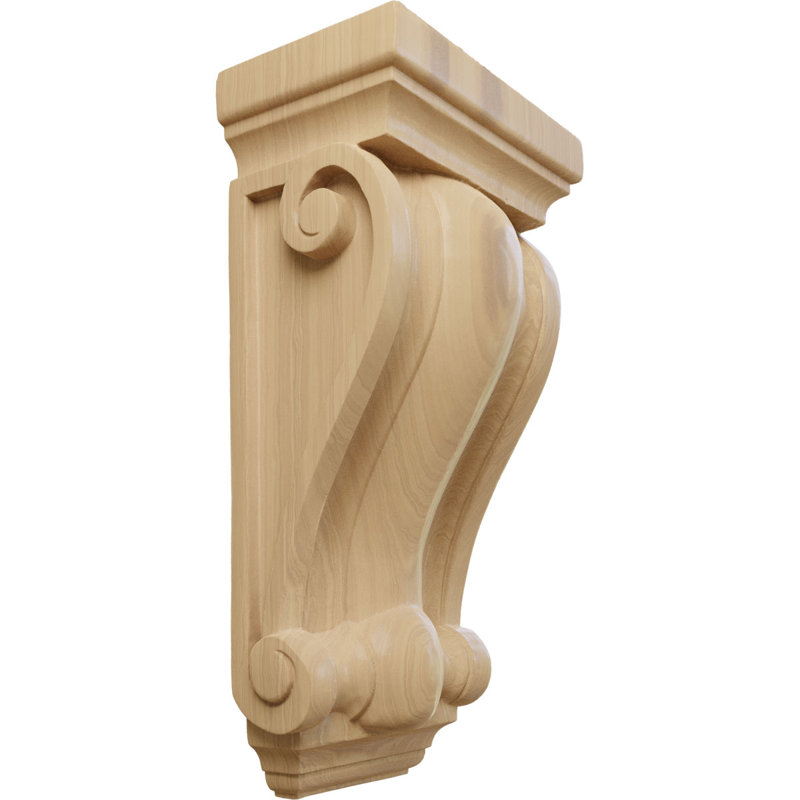 Support en bois / corbeau, Cerisier, H 9,5 po x l 5 po x P 3,25 po