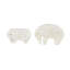Rumy Marble Rounded Abstract Elephant Decorative White Sculpture with Gray Marble Veins and Cutouts Set