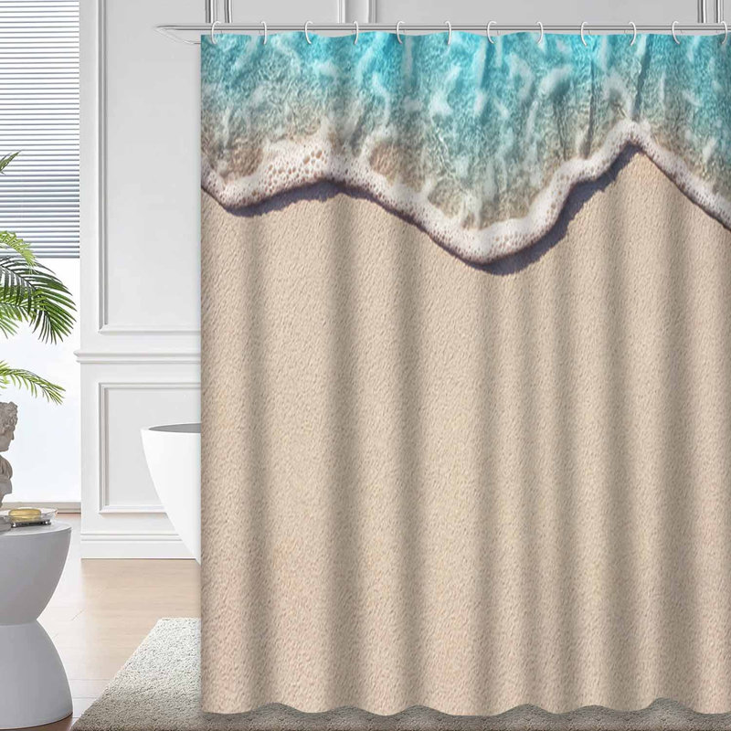 Doux vague bleu océan, plage de sable, rivage, rivage, rivage, 12 crochets, L 72 po x l 72 po