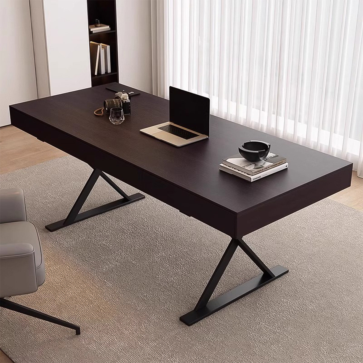 Red Barrel Studio® Minimalist Smoked Wood Desk: A Simple and High-End ...