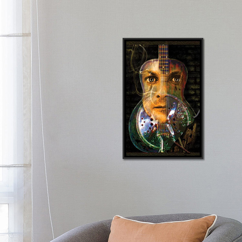 « chris whitley », reproduction d’impression sur toile, H 26 po x l 18 po x P 1,5 po, Toile avec cadre noir, Pas de tapis