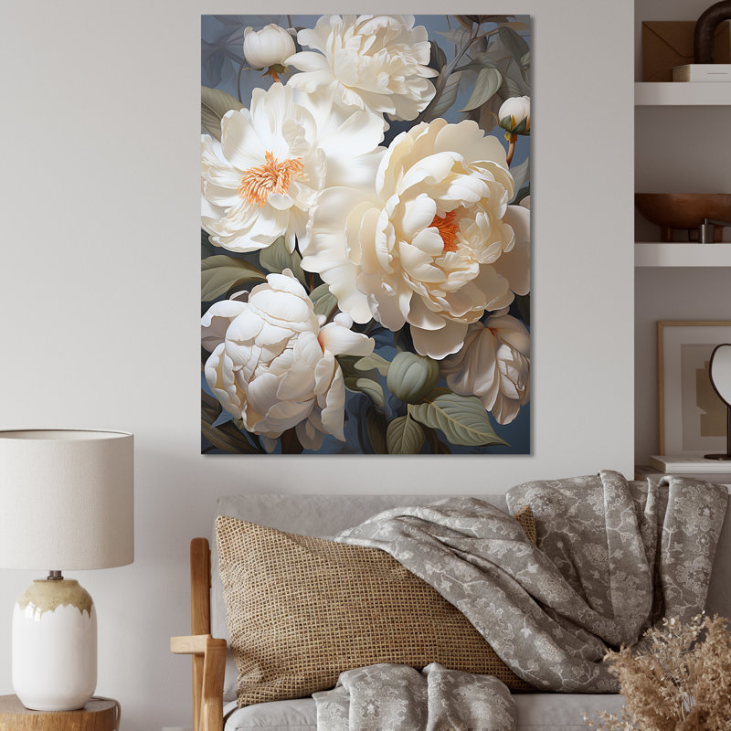 «Beige Fragrant Peony Bliss I» sur toile, H 40 po x l 30 po x P 1,5 po, Toile tendue