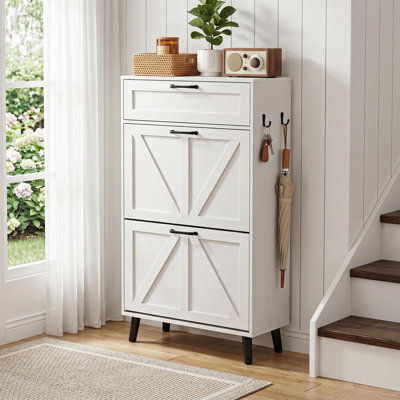 8 Pair Solid Wood Shoe Storage Cabinet