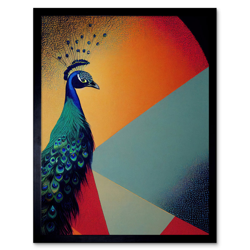 Peacock Portrait In Vibrant Orange - Single Picture Frame Print