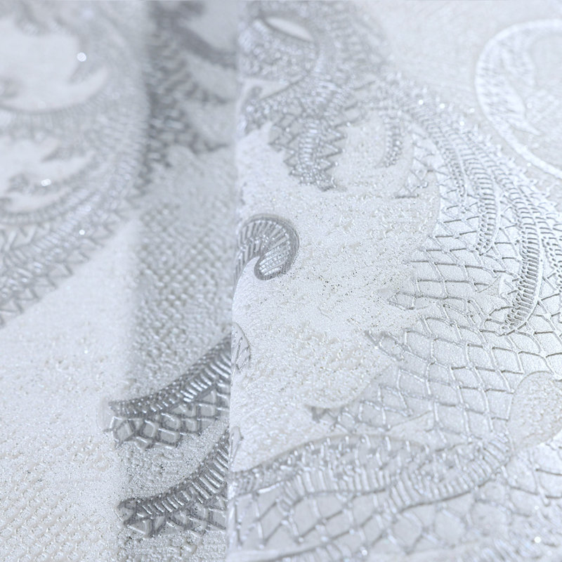 Shaneal Damask Roll, White/Silver