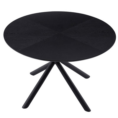 Table basse ronde, pieds en métal, 47,11 po, noir, table facile à installer avec base, et noir