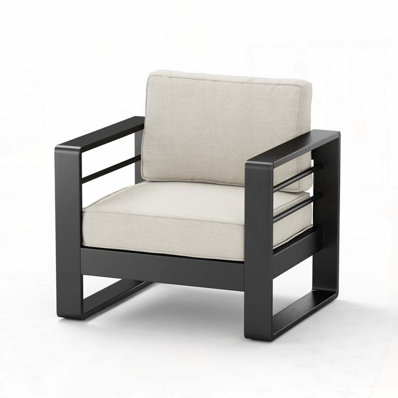 Sabeehah Outdoor Lounge Chair, Black, Beige