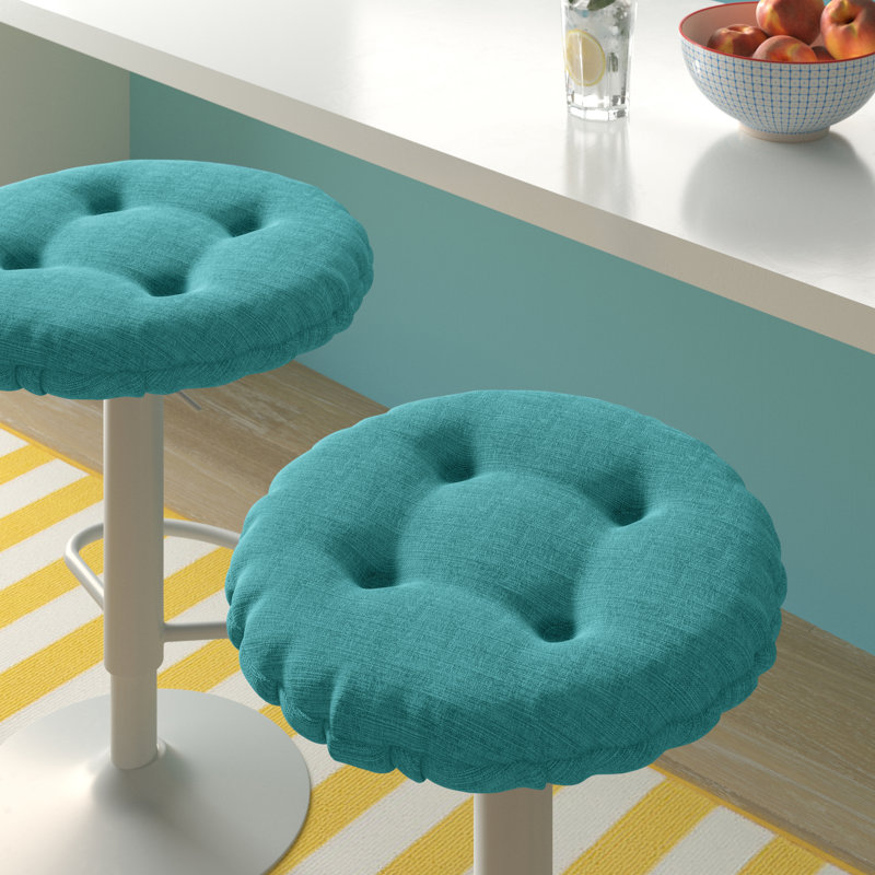 Non-Slip Solid Barstool Seat Cushion, 14-Inches Round, Teal