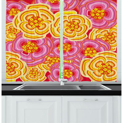 Floral Pointed Kitchen Curtain
