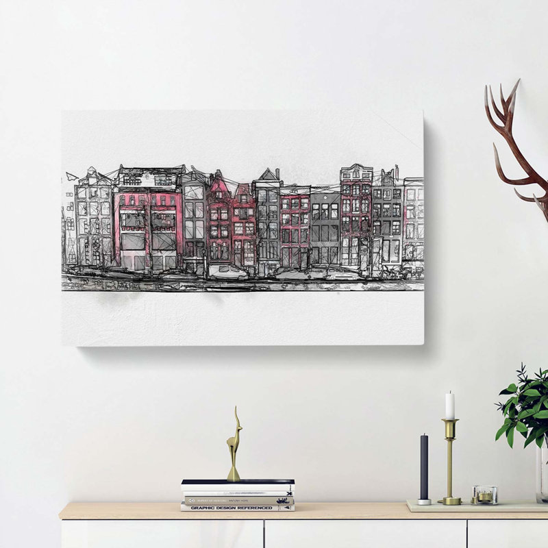 Wintertime in Amsterdam Netherlands in Abstract - Wrapped Canvas, 60cm H x 91cm W x 3cm D