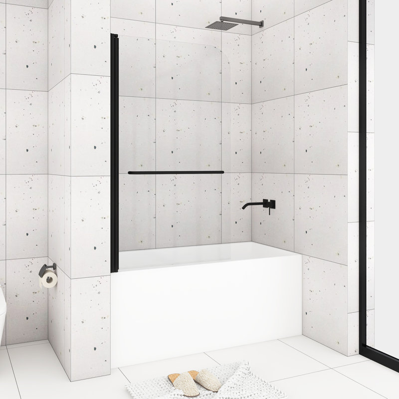 34" x 58" Pivot Tub Door, Black