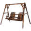 Balancelle en bois avec support, balancelle de patio 2 places avec table centrale