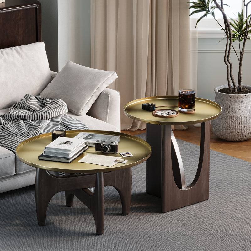 Table de bout ronde en bois, Noyer