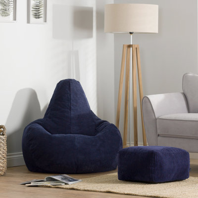 Bean Bag Bazaar Dalton Corduroy Recliner Bean Bag and Footstool