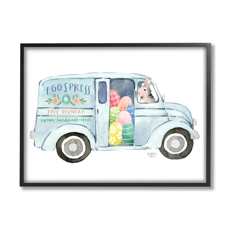 Oeufs de Pâques à motifs, camion, vacances, lapin, estampe numérique, art texturé par Heatherlee Chan