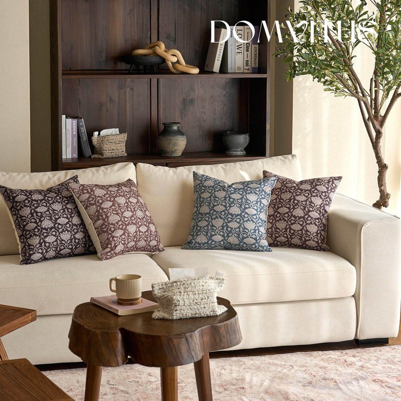 Housses de coussin Alcamo Floral 20x20, H 20 po x l 20 po, Marron foncé