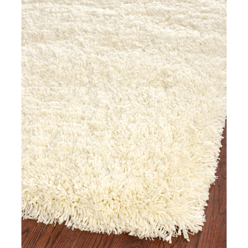 Tapis blanc à poils longs Emmeryn, Rectangle 5 pi x 8 pi