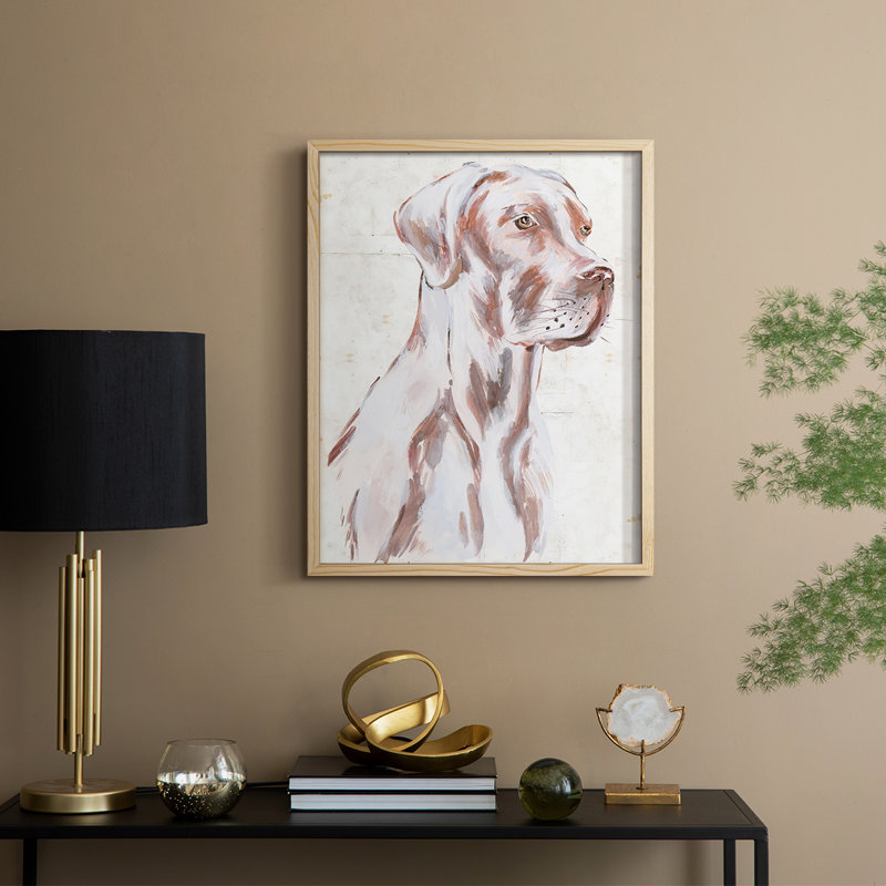 «Sitting Dog IV», reproduction encadrée - bois massif, Naturel, H 11 po x l 9 po