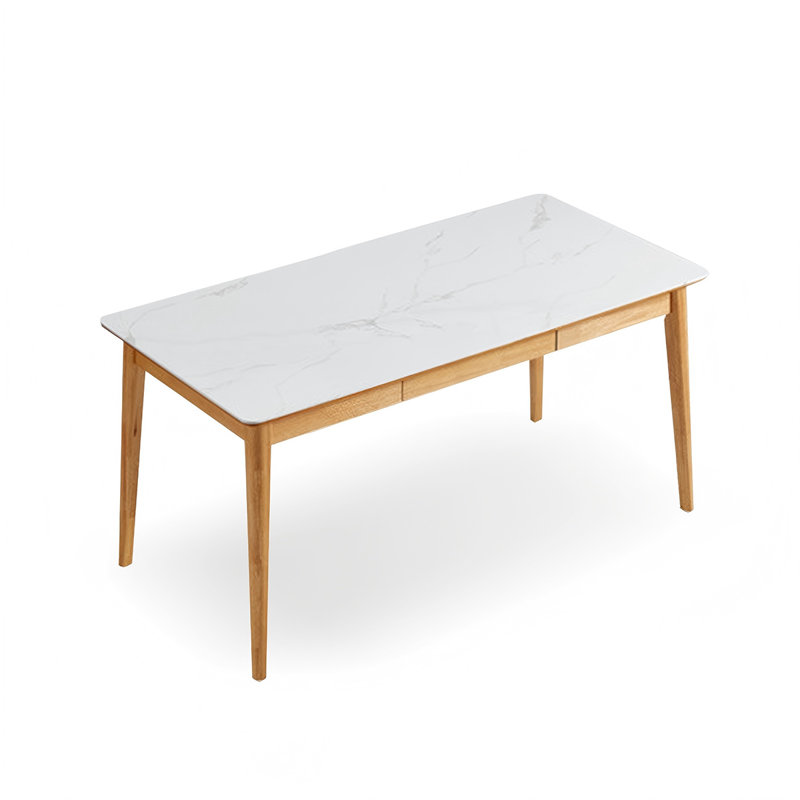 Table de salle à manger blanche rectangulaire en bois massif, H 29,13 po x L 62,99 po x l 31,5 po