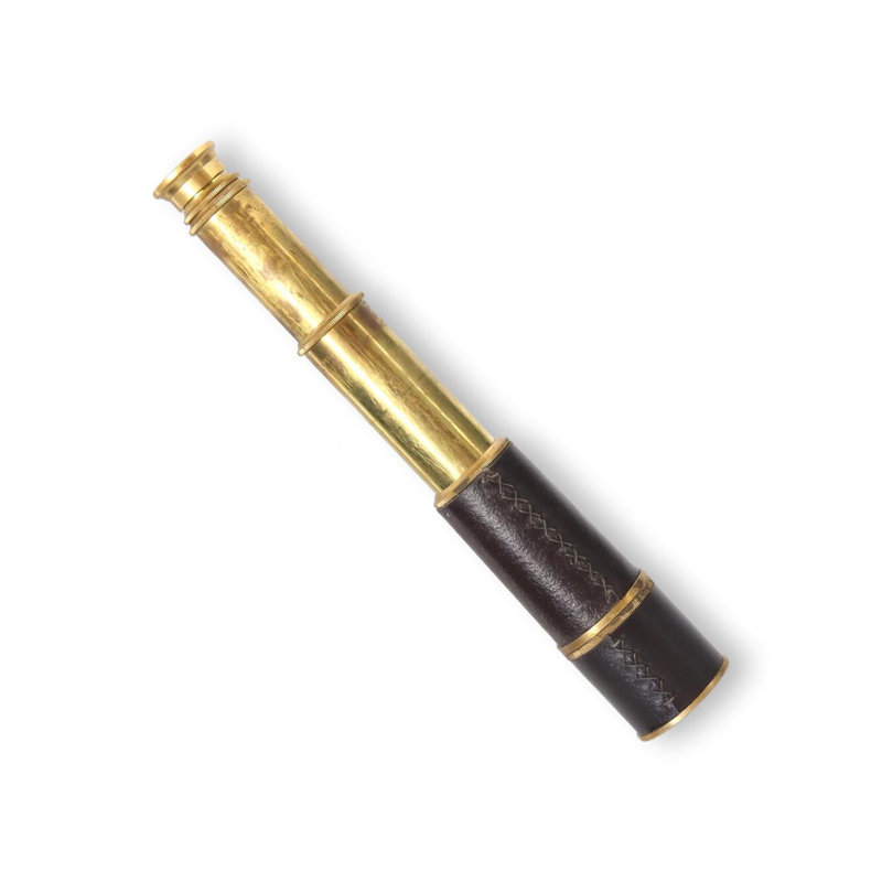 Antique English Leather Wrapped And Brass Telescope