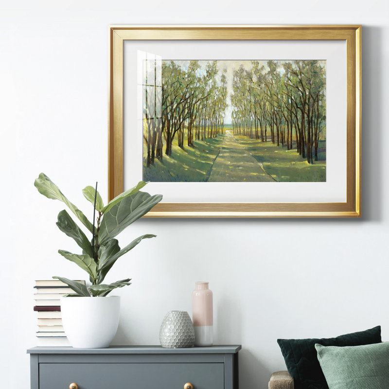 " Forest Path " Painting Print, Gold, 22.5" H x 30.5" W x 1" D, White