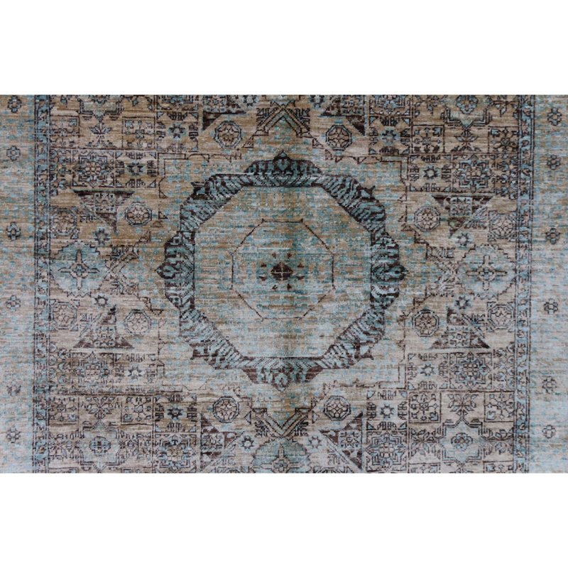 Tapis beige noué à la main de haute qualité, Rectangle 4 pi 11 po x 6 pi 9 po