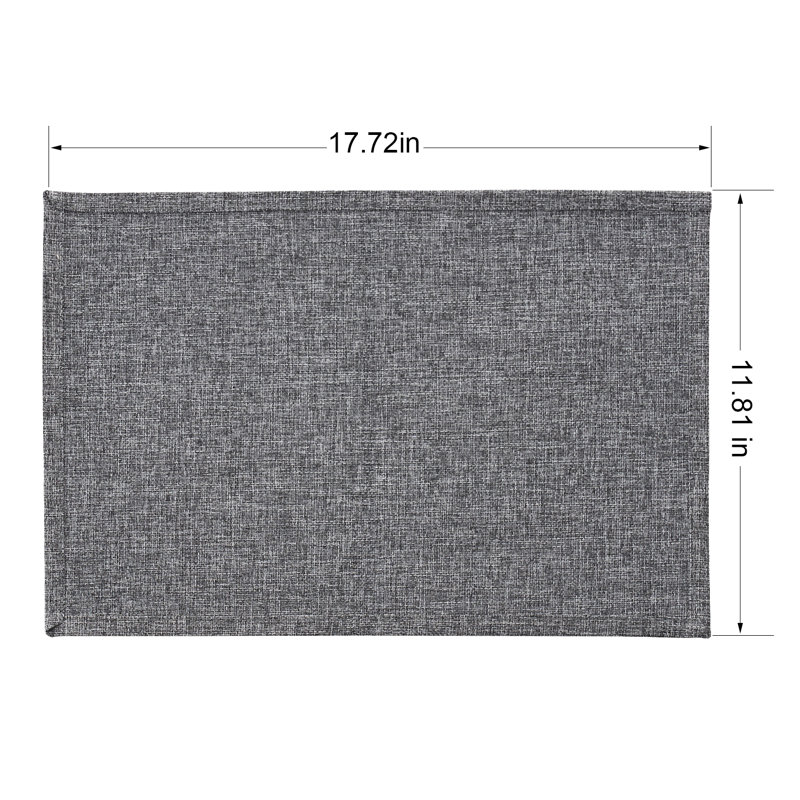 Ensemble de 4 napperons rectangulaires en lin uni, Gris