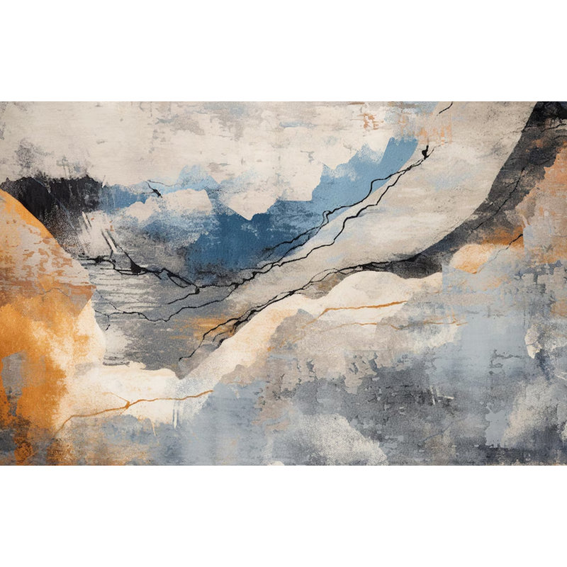Blue Gold Marble Abstract Wall Mural, 105.96" L x 138" W