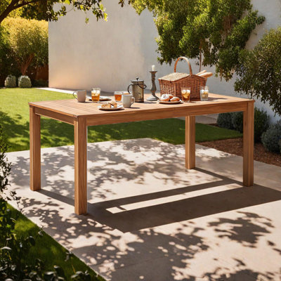 67" Rectangular Acacia Wood Dining Table for Indoor/Outdoor Use