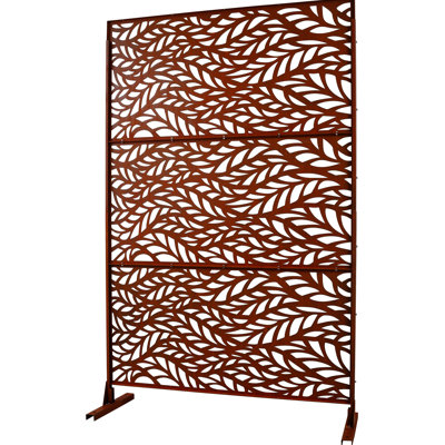 Écran d'intimité extérieur et intérieur en métal H 76 po x l 48 po, écran d'intimité décoratif autoportant pour terrasse de balcon de terrasse, panneaux de clôture d'intimité pour jardin extérieur PS110 RUSTY