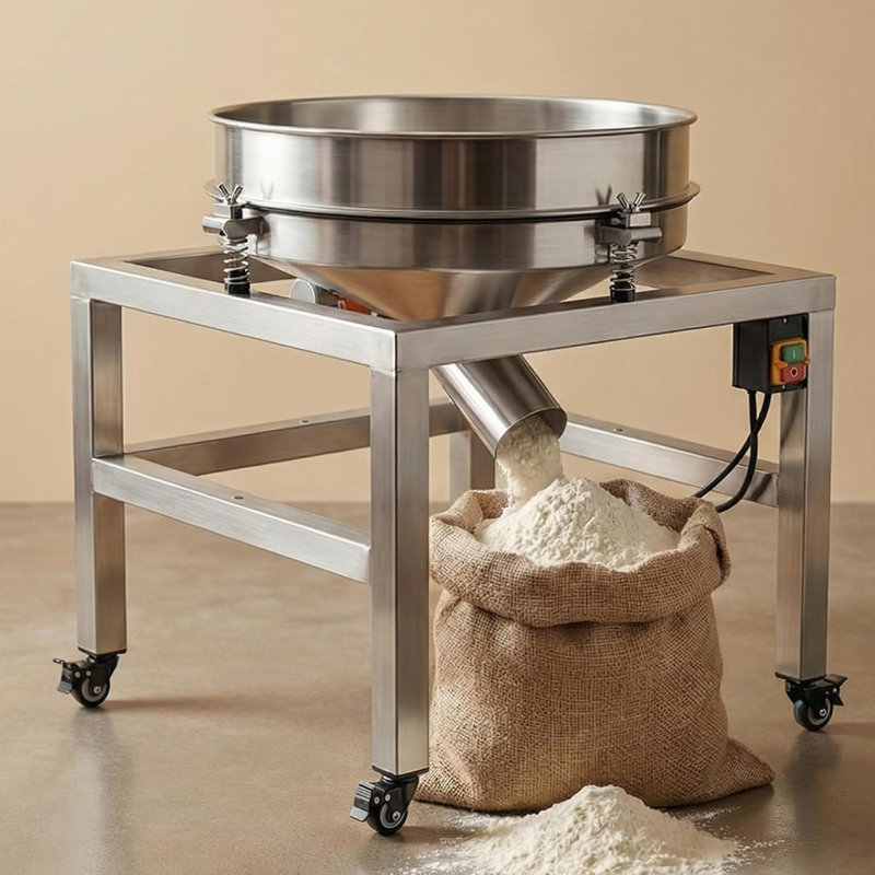 19.6" Stainless Steel Vibrating Sifter Machine, 110V Electric Sieve Shaker with 40 & 100 Mesh Screens, Industrial Powder Screening Machine for Flour, Spice, Grain, Lab& Food Processing