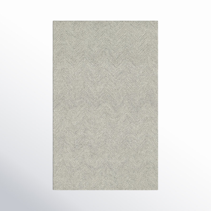 Chevron Handmade Tufted Wool Beige Area Rug, Rectangle 5' x 8'