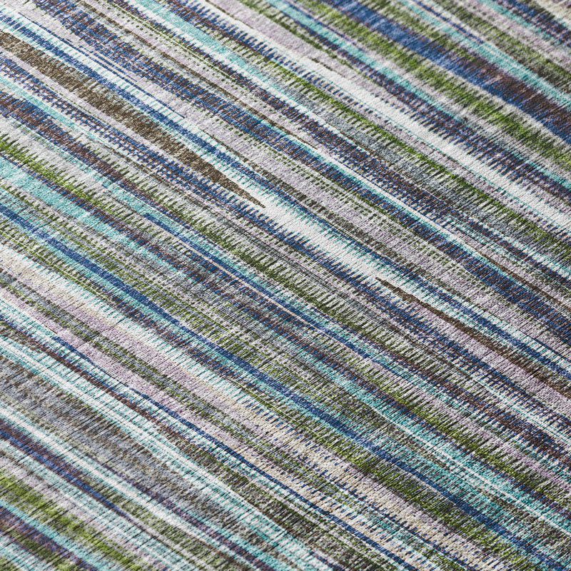 Tapis intérieur / extérieur en polyester abstrait tissé à plat en mauve / bleu, Rectangle de 10 pi x 14 pi