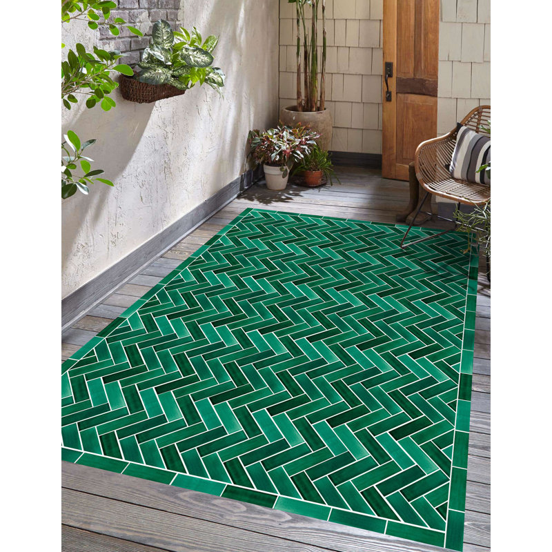 Rhuary Geometric Vinyl Machine Printed Area Rug, Rectangle 200 x 300cm