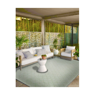 Green Twine Diamond Geometric Striped Decorative Washable Rug