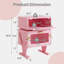 Table de bout moderne 20,7 po de large avec DEL rose et tiroir rotatif à 360 °