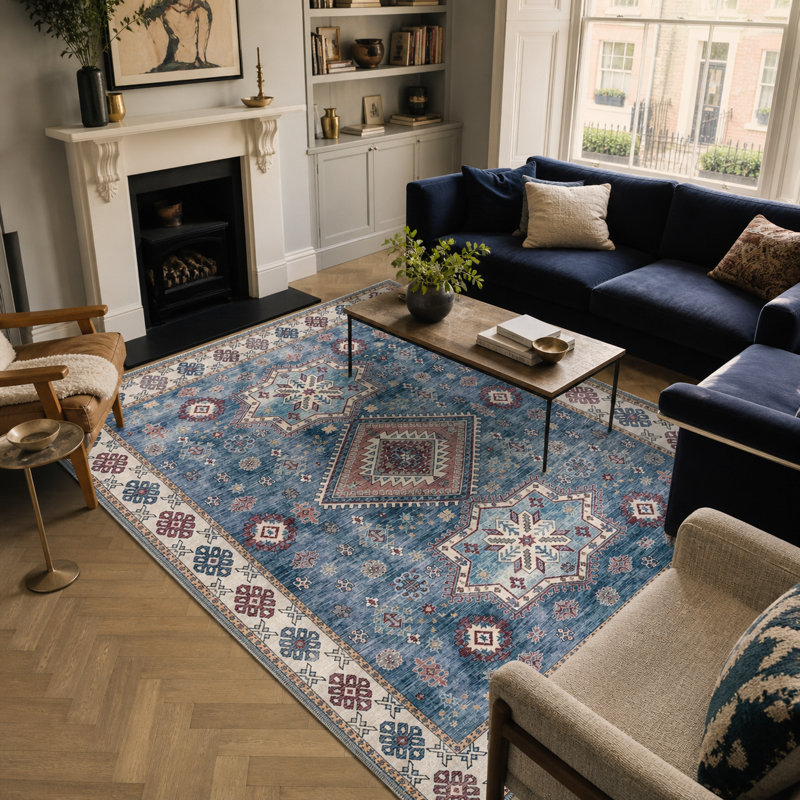 Geometric Cotton and Chenille Flatweave Area Rug, 200 cm round