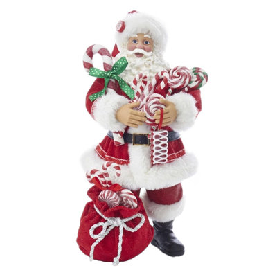 Figurine de Noël Kurt Adler Fabriche, père Noël avec bonbon et sac de Noël, 10,5 po
