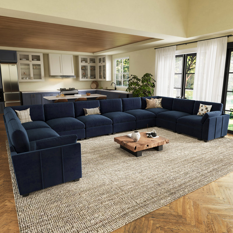 Canapé modulaire Knaack, Velours bleu