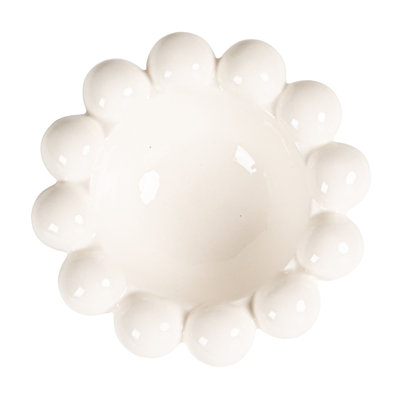 Stoneware Bowl With Raised Dots, White