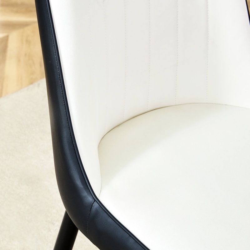 Élégant siège d'unité centrale blanc et noir à 2 pieds dorés pour une ambiance gracieuse (2) avec chaises en métal orné, 2