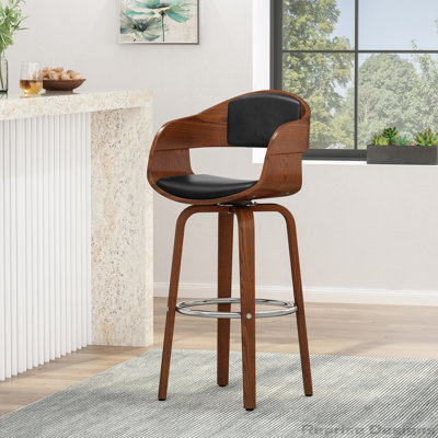 Tabouret en similicuir revêtu de tissu d'ameublement