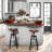 Set Of 2,24.8"-28.74" Tall Adjustable Swivel Stools With Backrest Industrial Farmhouse Bar Stools Home Kitchen Dining Breakfast Chair,Brown Seat Top-50589053