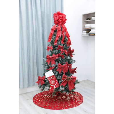 36 Inch Large Christmas Tree Skirt Xmas Soft Cover Mat Decor Snowflake Collar Farmhouse Tree Skirt For Holiday Ornaments Party Home Indoor Decorations (Blue, 48INCH)
