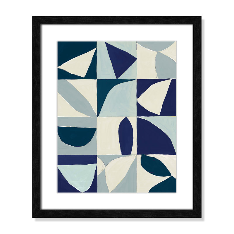 «Hestia Yellow Mayan I Blue Version» par Isabelle Z - Art encadré avec carton 4 plis, H 19 po x l 16 po x P 0,75 po, Noir