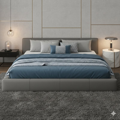 [Stylish Gray Upholstered Bed] - The Perfect Choice For Your Bedroom, In King Size.