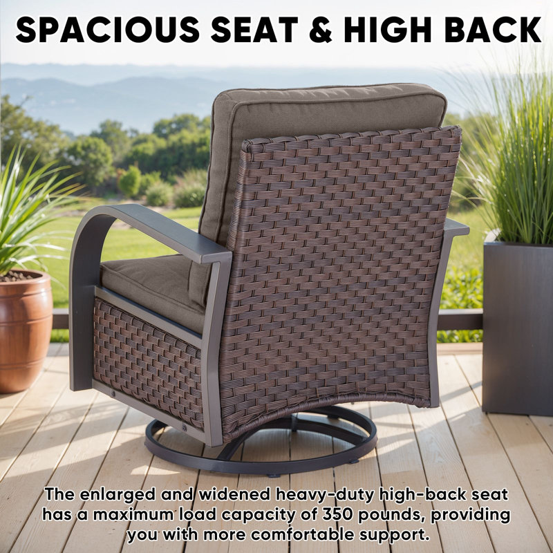 Ensemble fauteuil pivotant et foyer d'extérieur Winston Porter, Gris