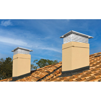 Stainless Steel Chimney Cap 17x29 Inch, Adjustable Metal Mesh Flue Cover with Sloped Top, Weather-Resistant Spark Arrestor for Square & Rectangular Flues, Includes Hardware & Gloves