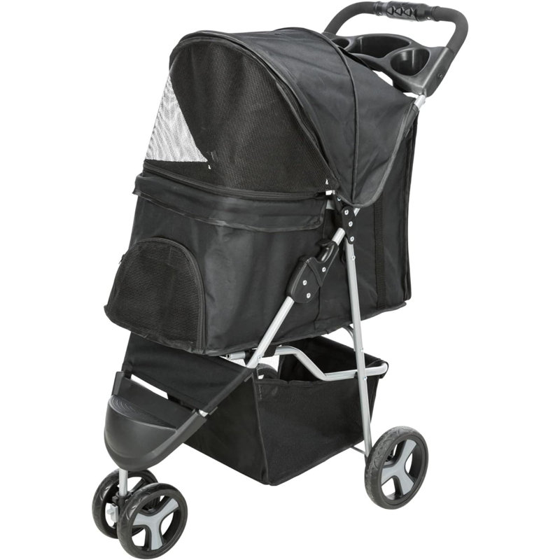 TRIXIE Dog Stroller for Small Dogs and Cats, Lightweight and Compact Pet Stroller, Black